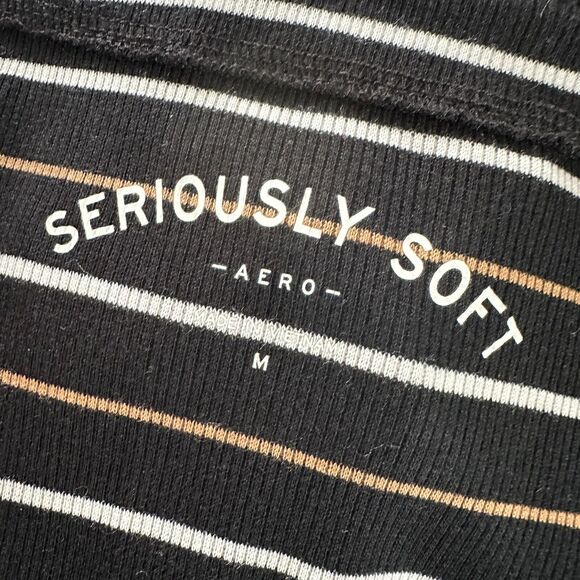 Aero Seriosly Soft Dress Women M Black Striped Skater Knit Bodycon Comfy NWOT - Picture 4 of 7